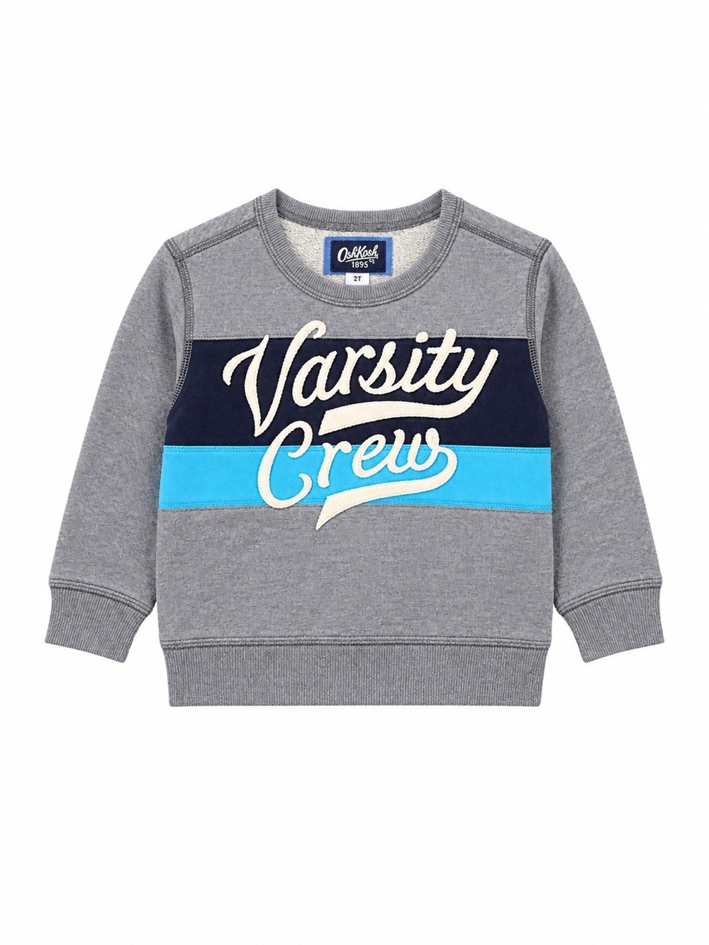 OshKosh B'gosh Gray Sweatshirt with Navy and Bright Blue Stripes